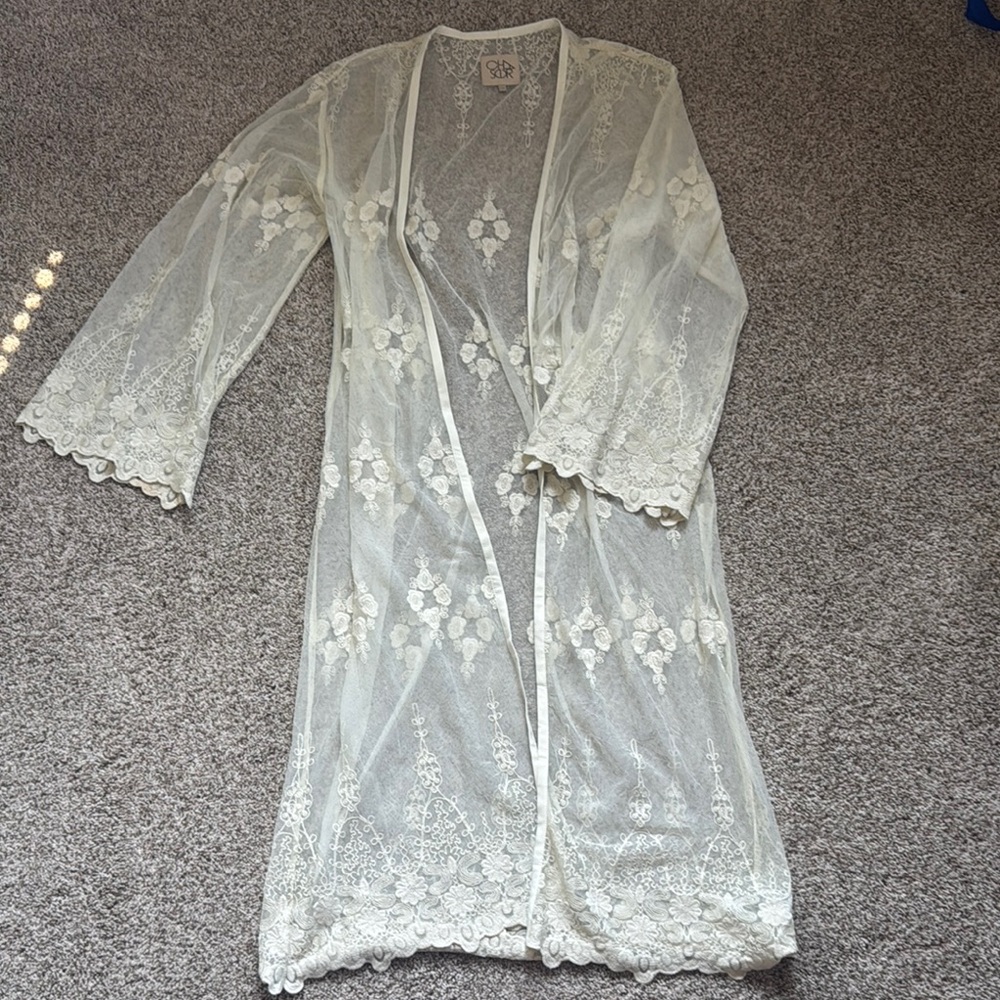 Cloud Chaser Lace Kimono Robe - Cream